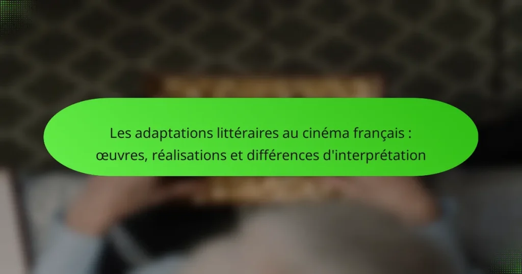 Les adaptations littéraires au cinéma français : œuvres, réalisations et différences d’interprétation