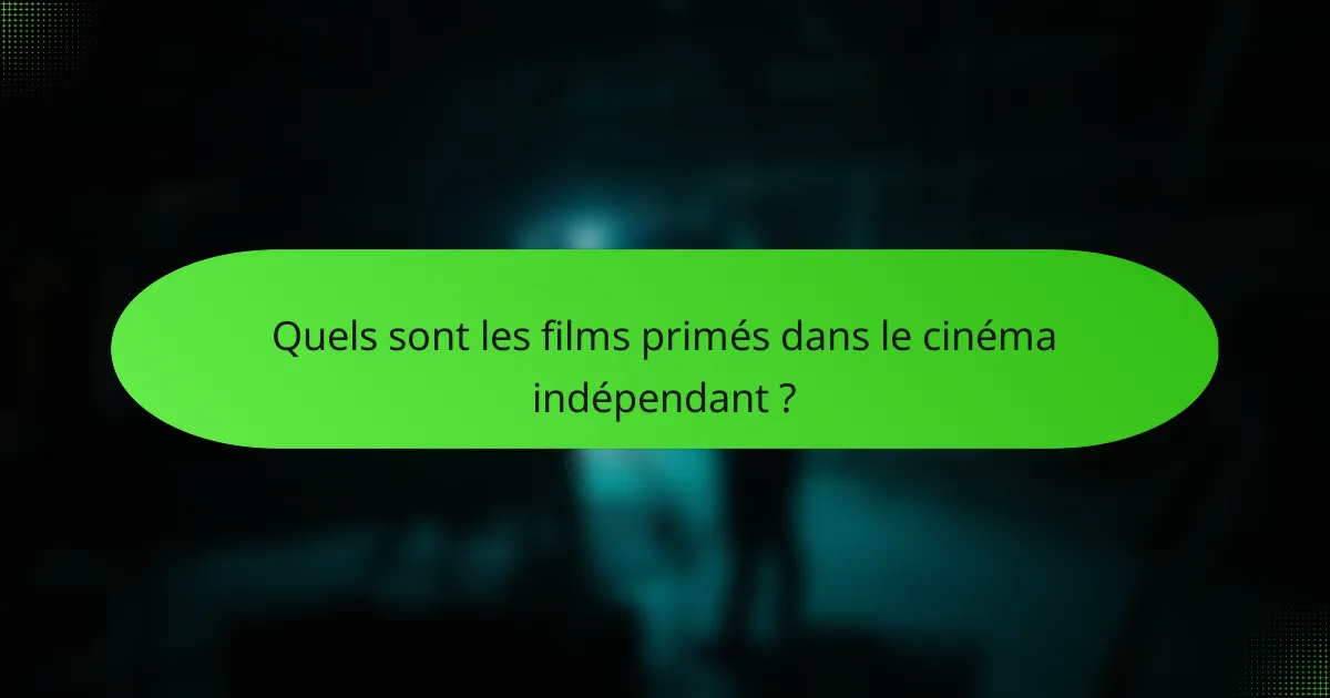 Quels sont les films primés dans le cinéma indépendant ?