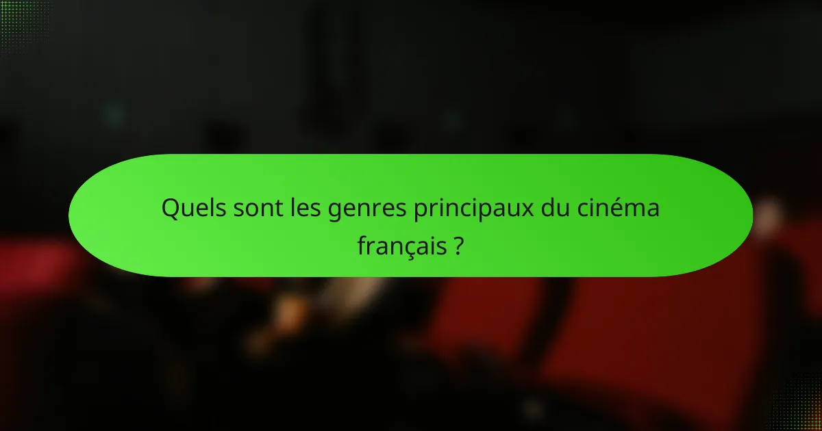 Quels sont les genres principaux du cinéma français ?